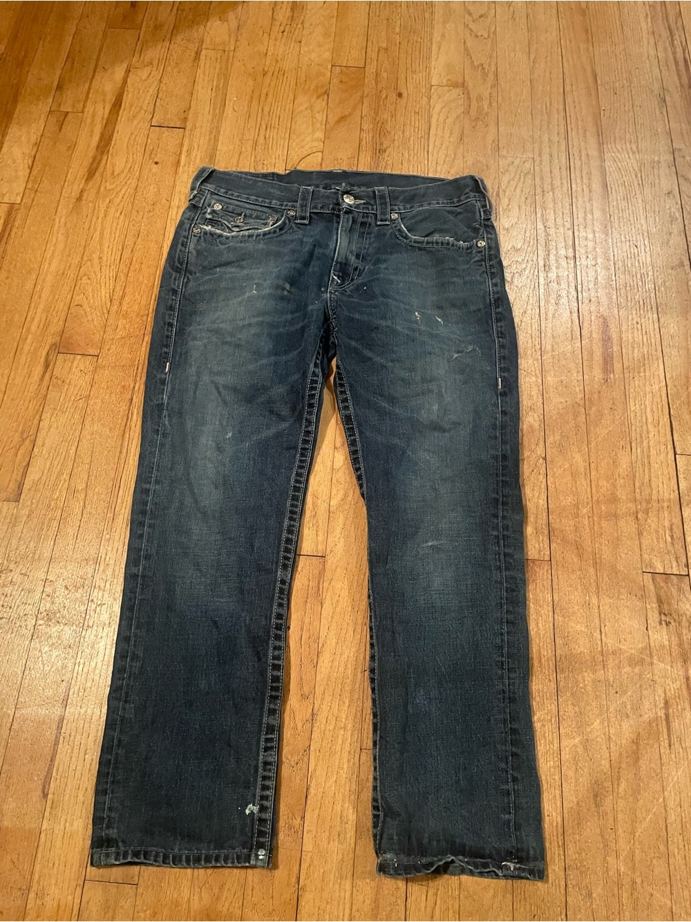 True Religion Men's Relaxed Dark Blue Denim Jeans